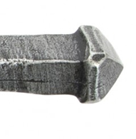 from the anvil door handle - pewter tudor lever  handle end close up