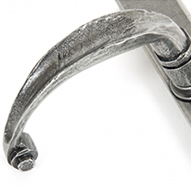 from the anvil door handle : pewter espag lever handle left angle