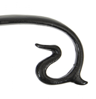 anvil door handle - black curly lever close up