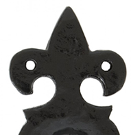 anvil door handle - fleur de lis close up
