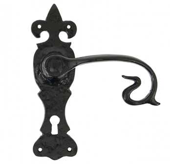 from the anvil door handle - black iron curly lever lock set